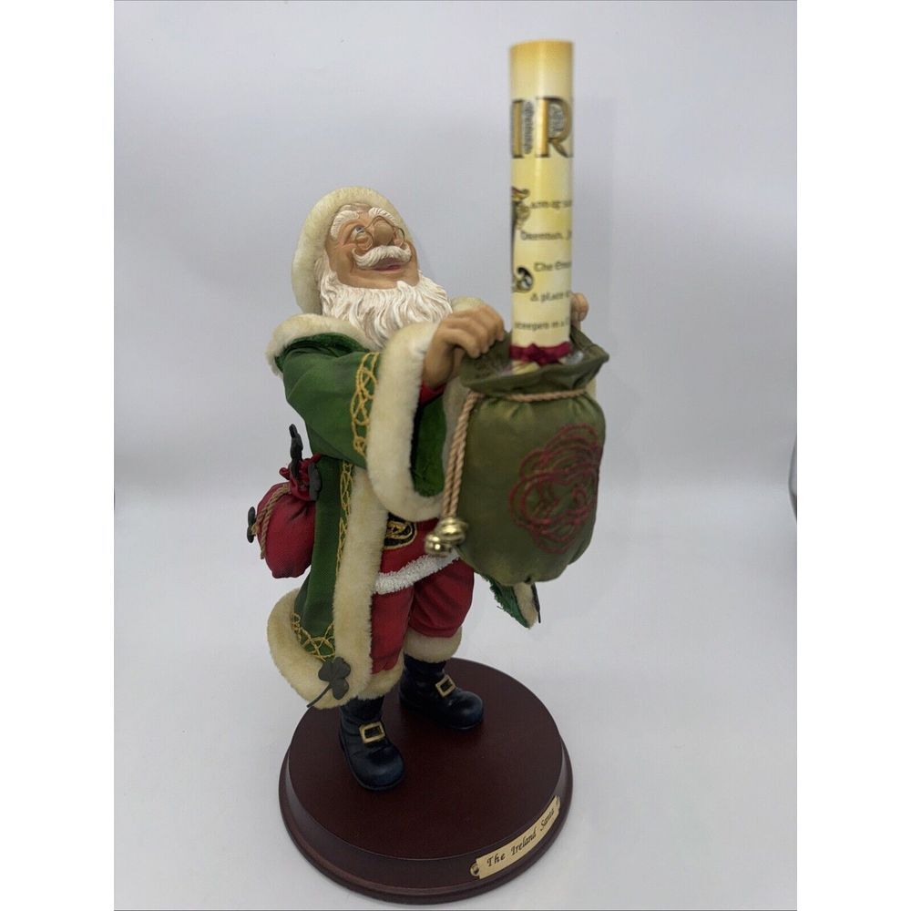 The Ireland Santa Figure 11.25" Tall, Wood Base, Paper Mache Christmas Decor‎